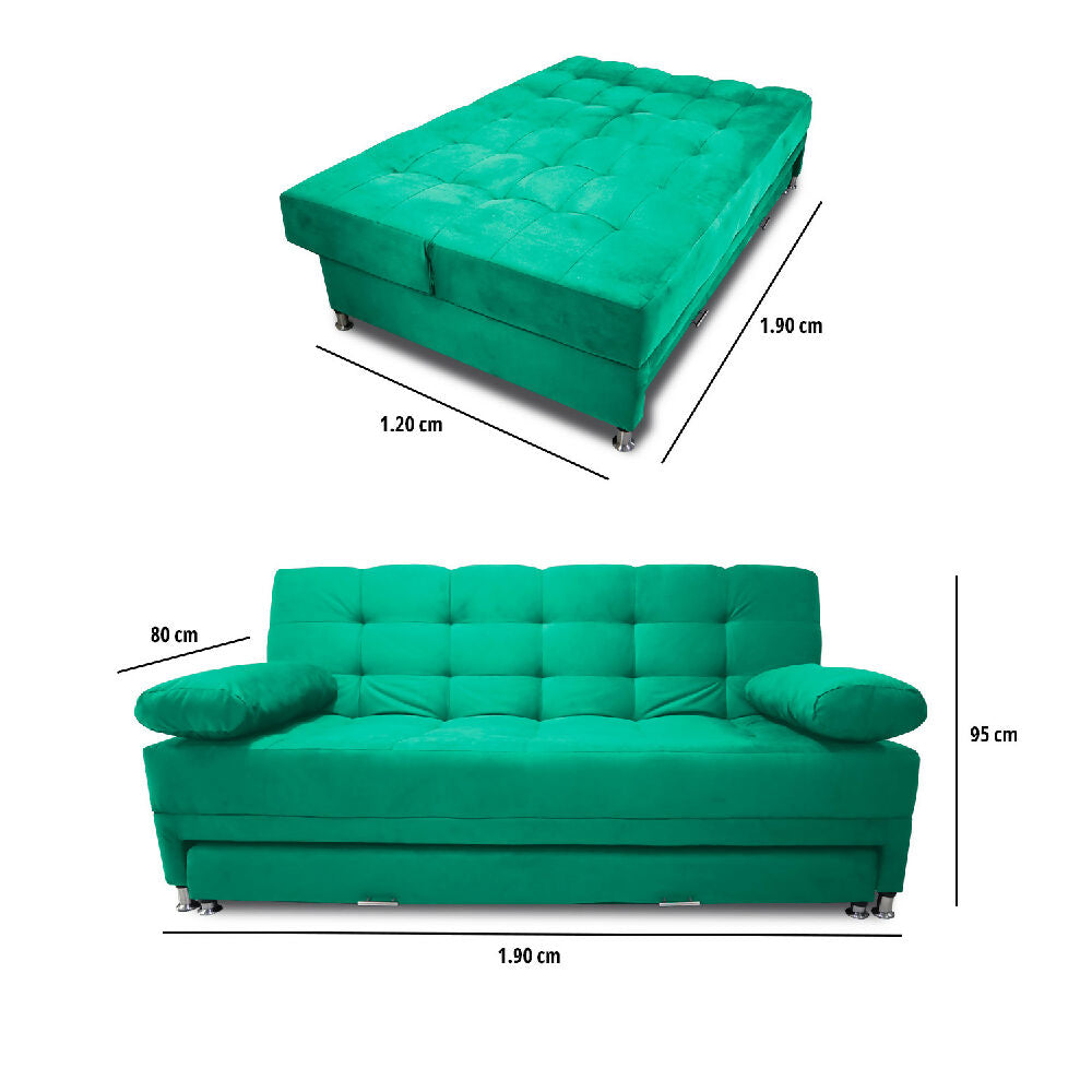 Sofá Cama Tarima Haller En Tela Velvet 190X95X80 Verde