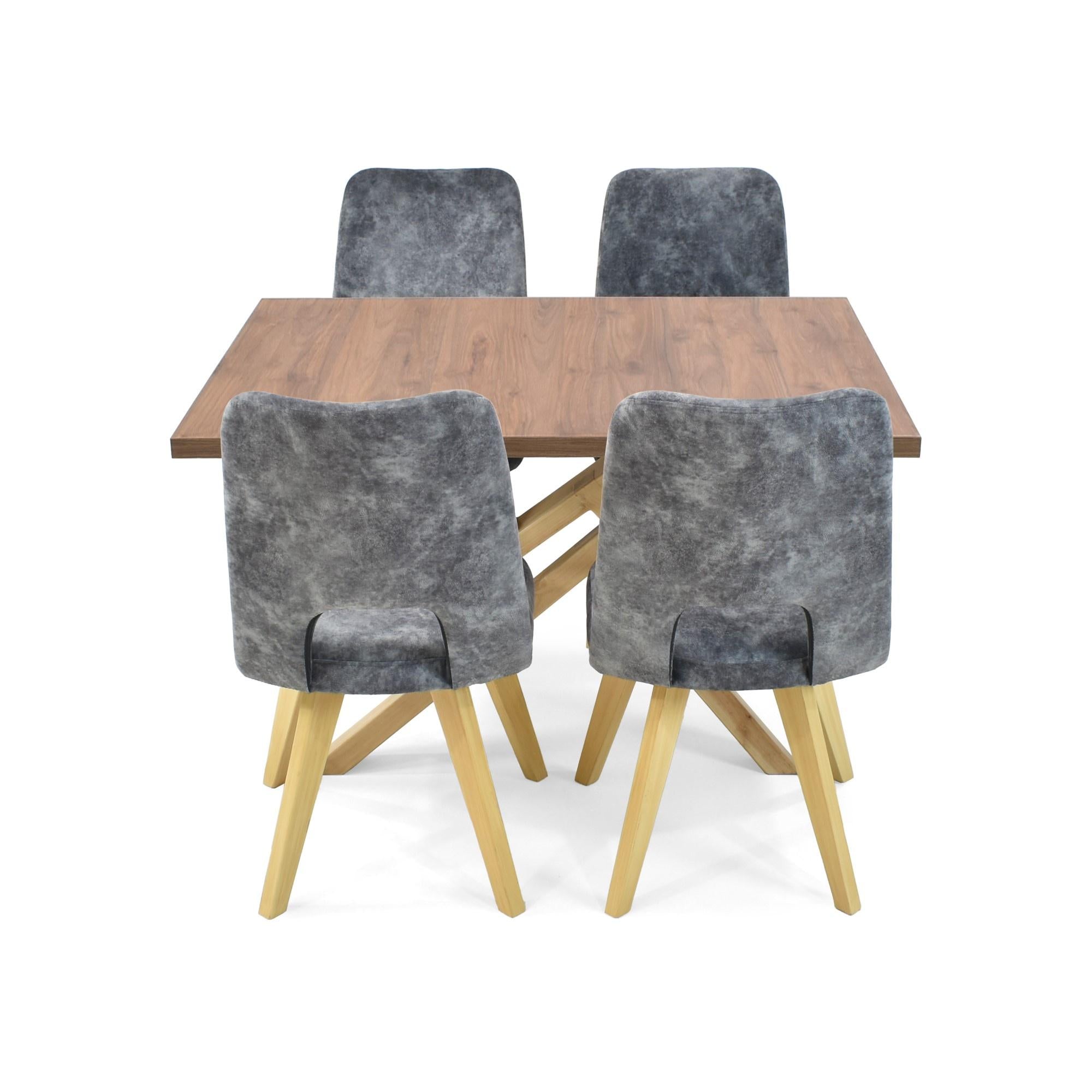 Comedor Astoria 4 Puestos con Sillas Leira Tela Gris