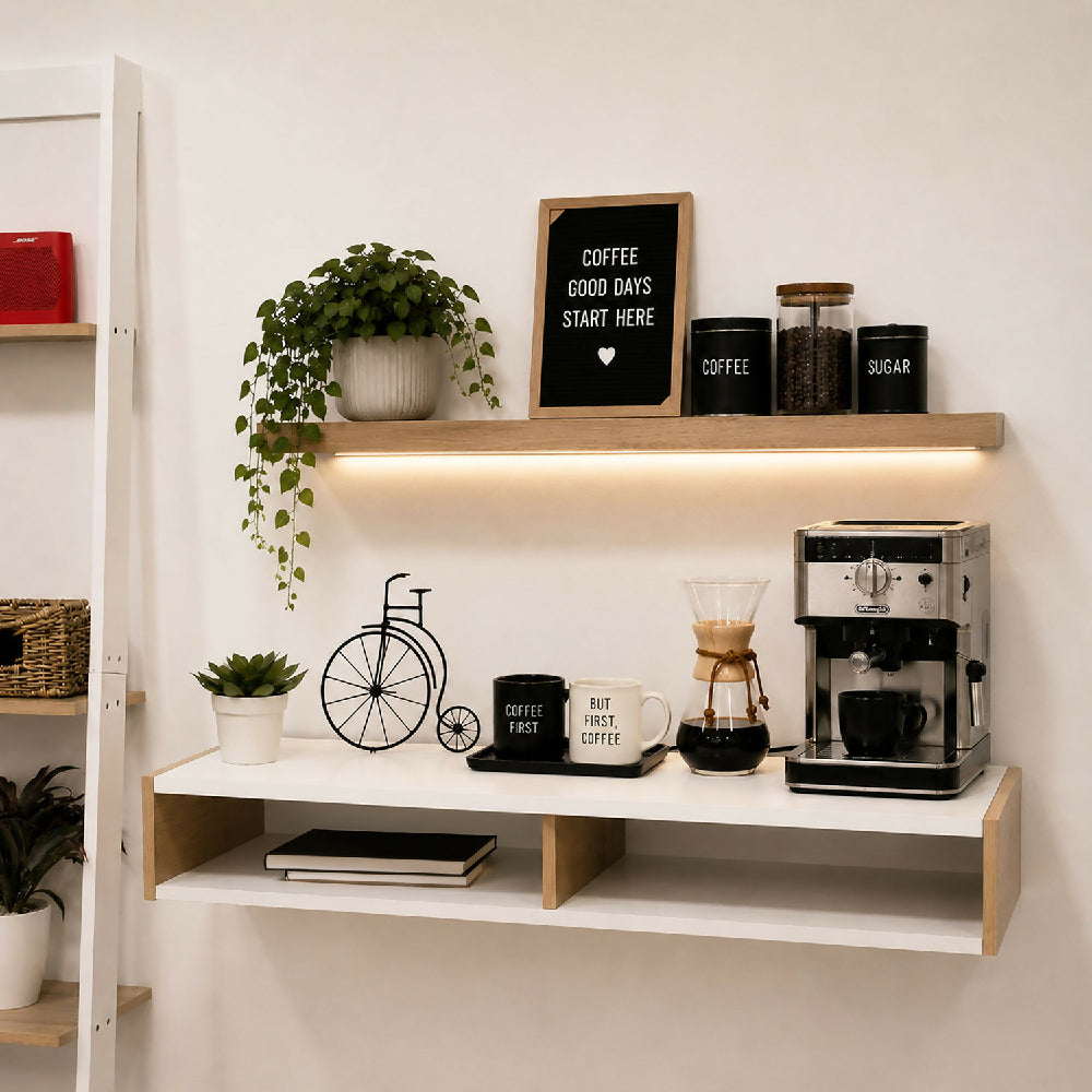 Escritorio Homeoffice, Madera Natural + Blanco