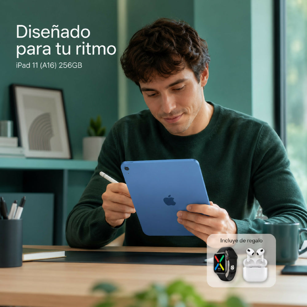 Tablet Apple IPad 11 Pulgadas 256gb A16 + Obsequio Smartwatch Y Audífonos Celeste