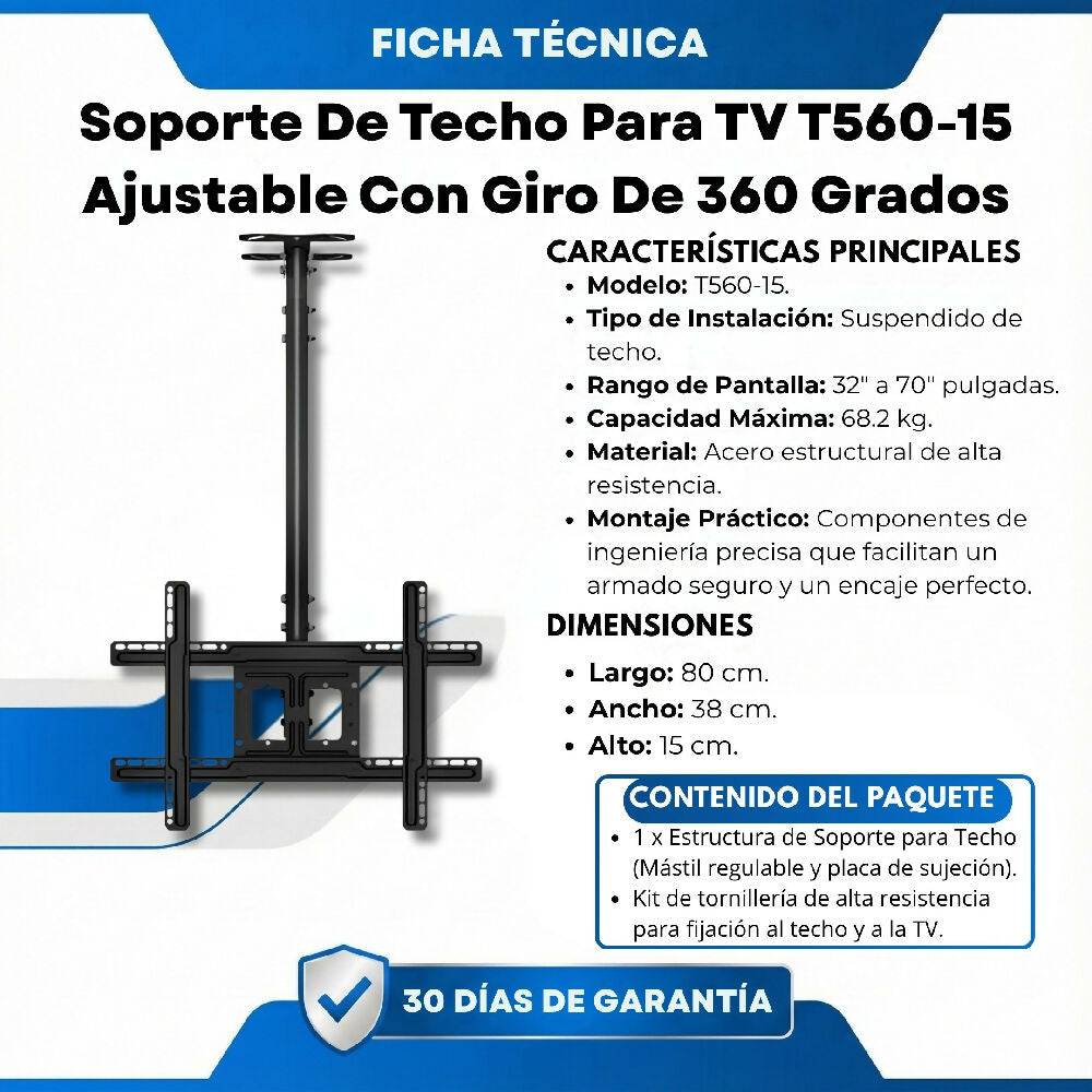 Soporte De Techo Para TV T560-15 Ajustable Con Giro De 360 Grados