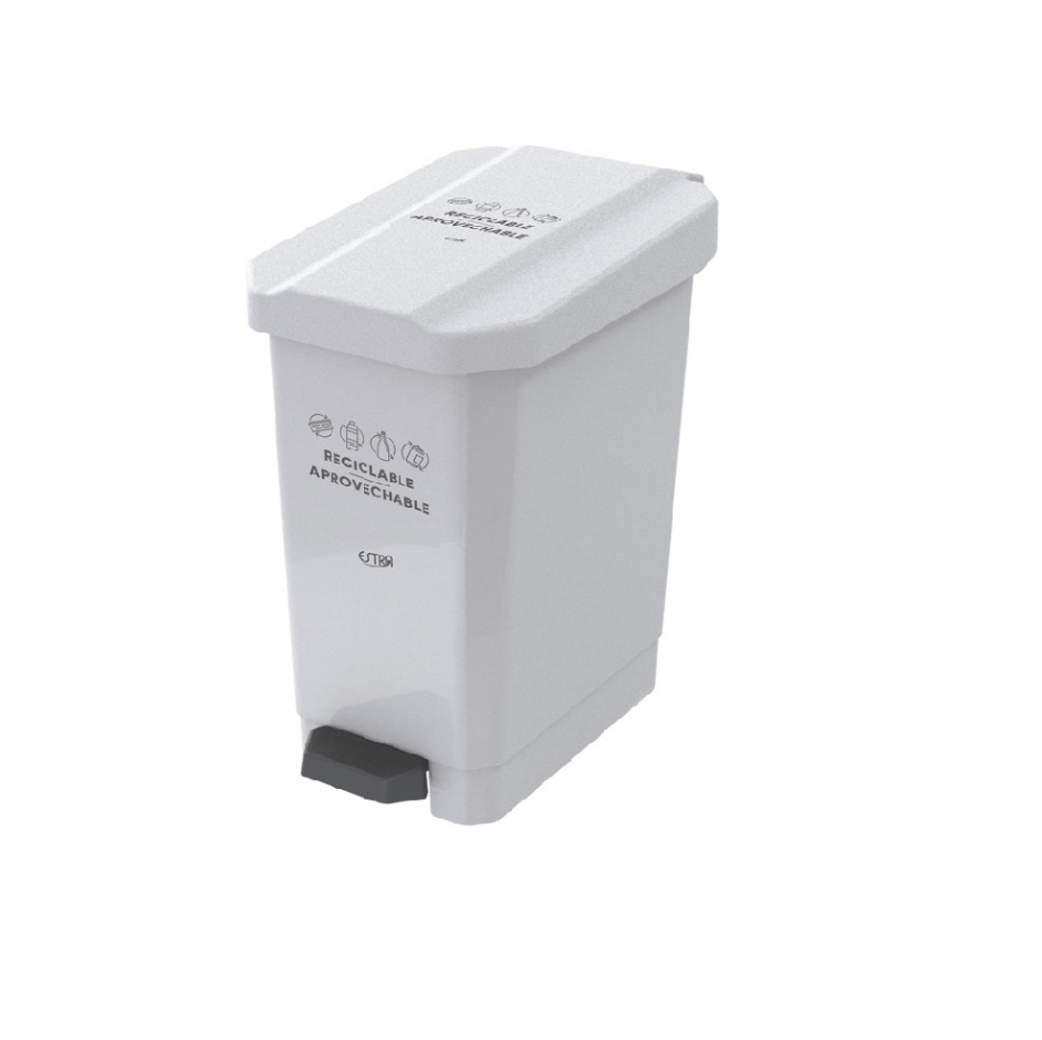Caneca-Papelera Estrabins Pedal 5L Blanco-Reciclable Aprovechable