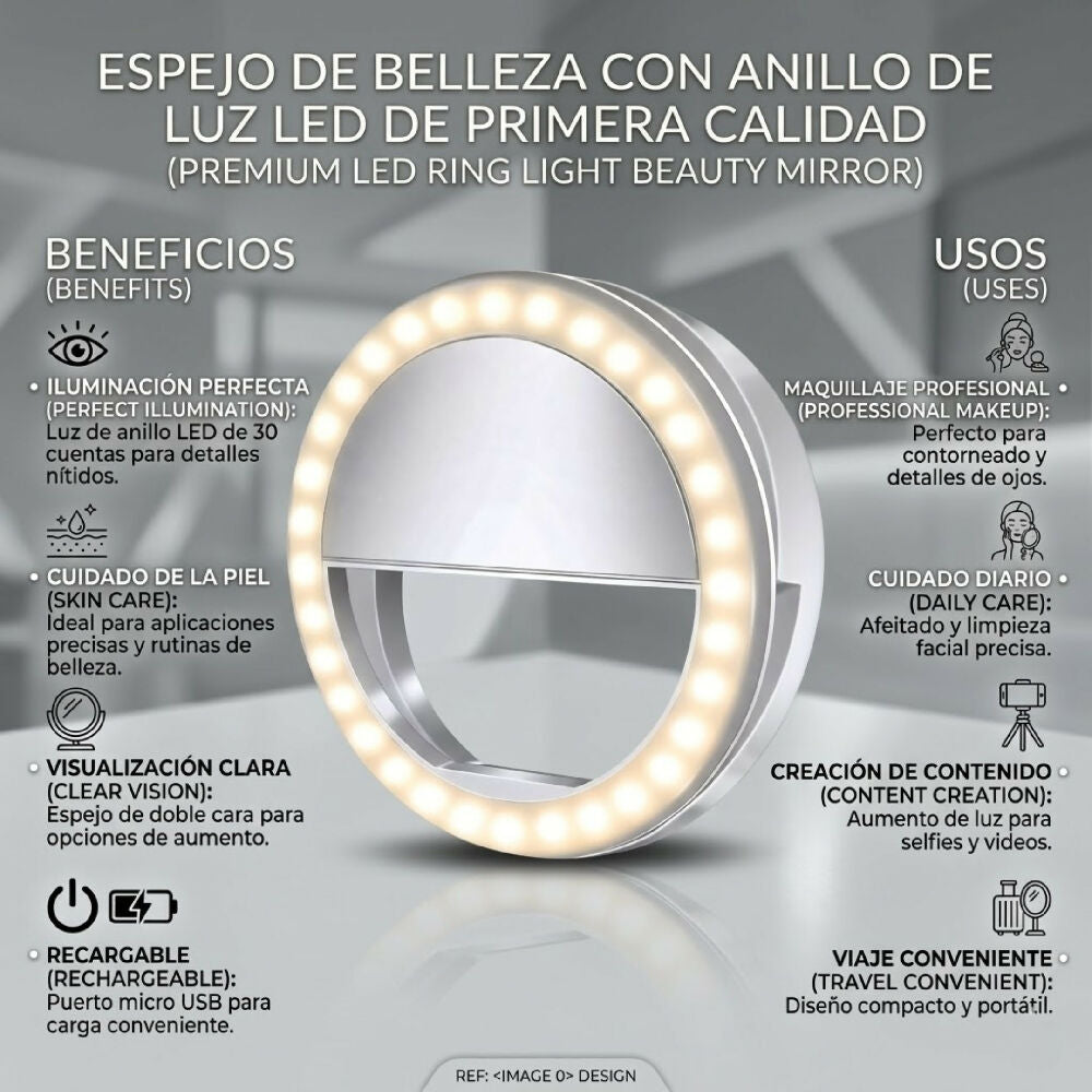Aro De Luz Para Celular Recargable Y Portátil
