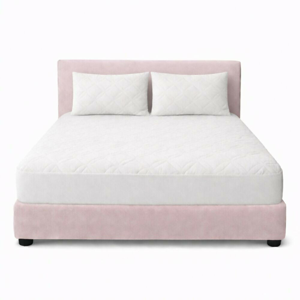 Combo protector colchon sencillo acolchado blanco 100x190cm