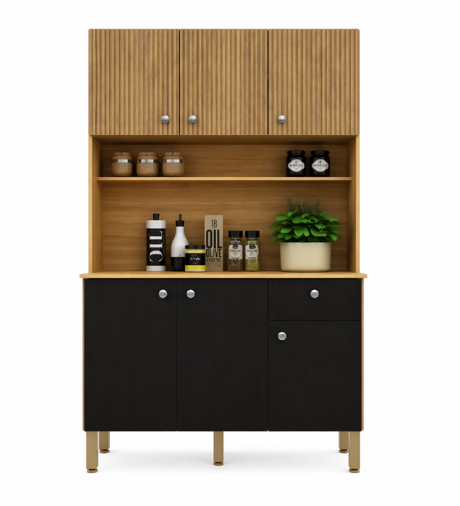 Mueble Cocina Alacena Grande Con Cajon Y Repisas castaño/negro