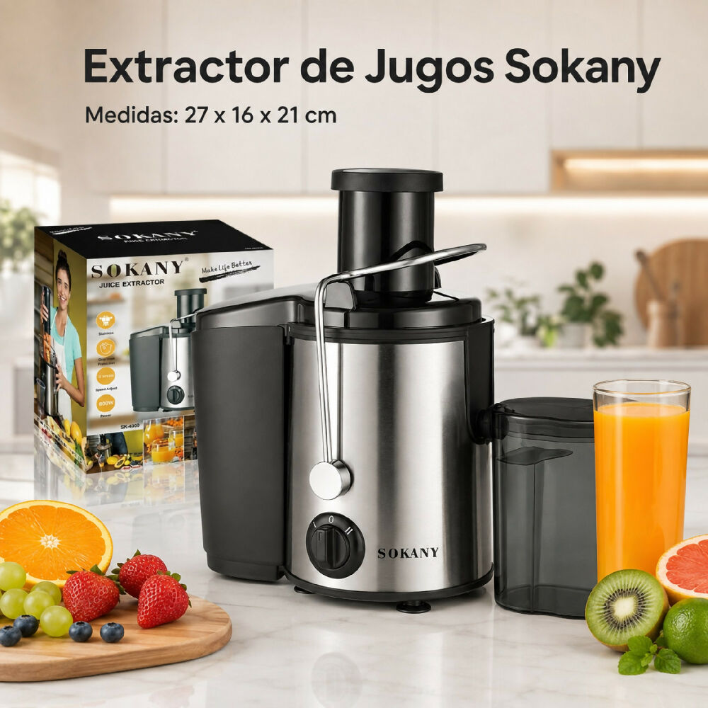 Extractor De Jugos Eléctrico Sokany De Alta Potencia Y Acero Inoxidable