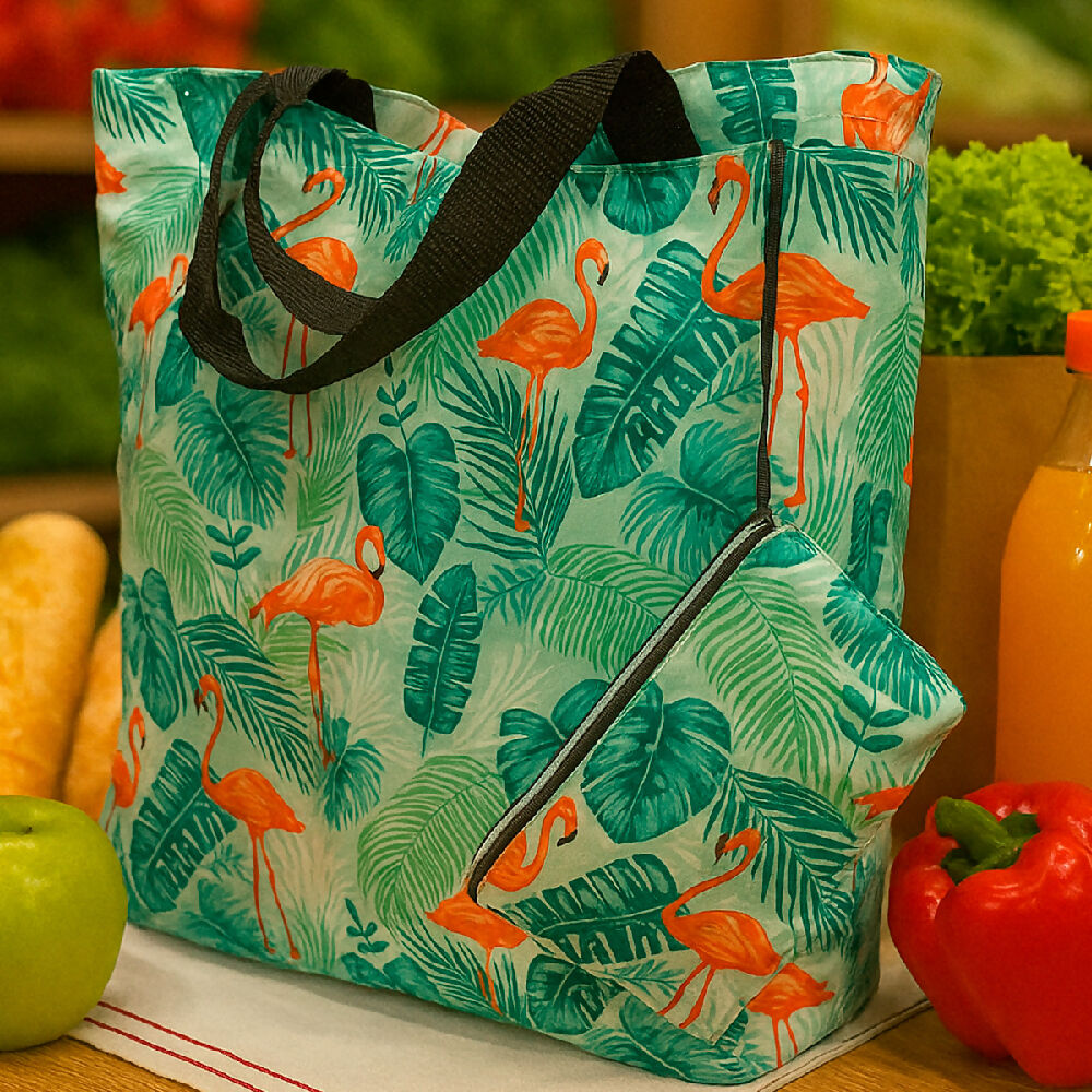 Bolsa Reutilizable Plegable para Compras y Playa Ecológica, Ligera y Compacta BMCP02 4