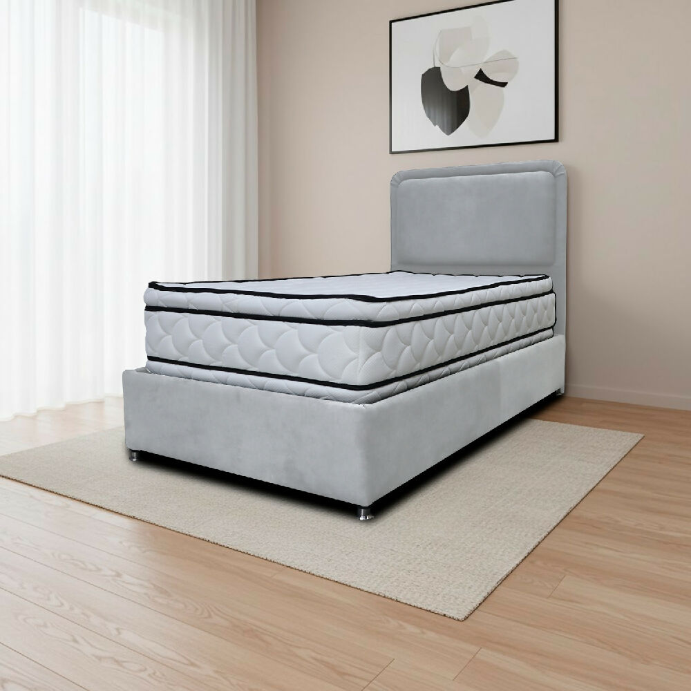 Combo Basecama Nube Semidoble 120x190 mas Espaldar Gris Claro