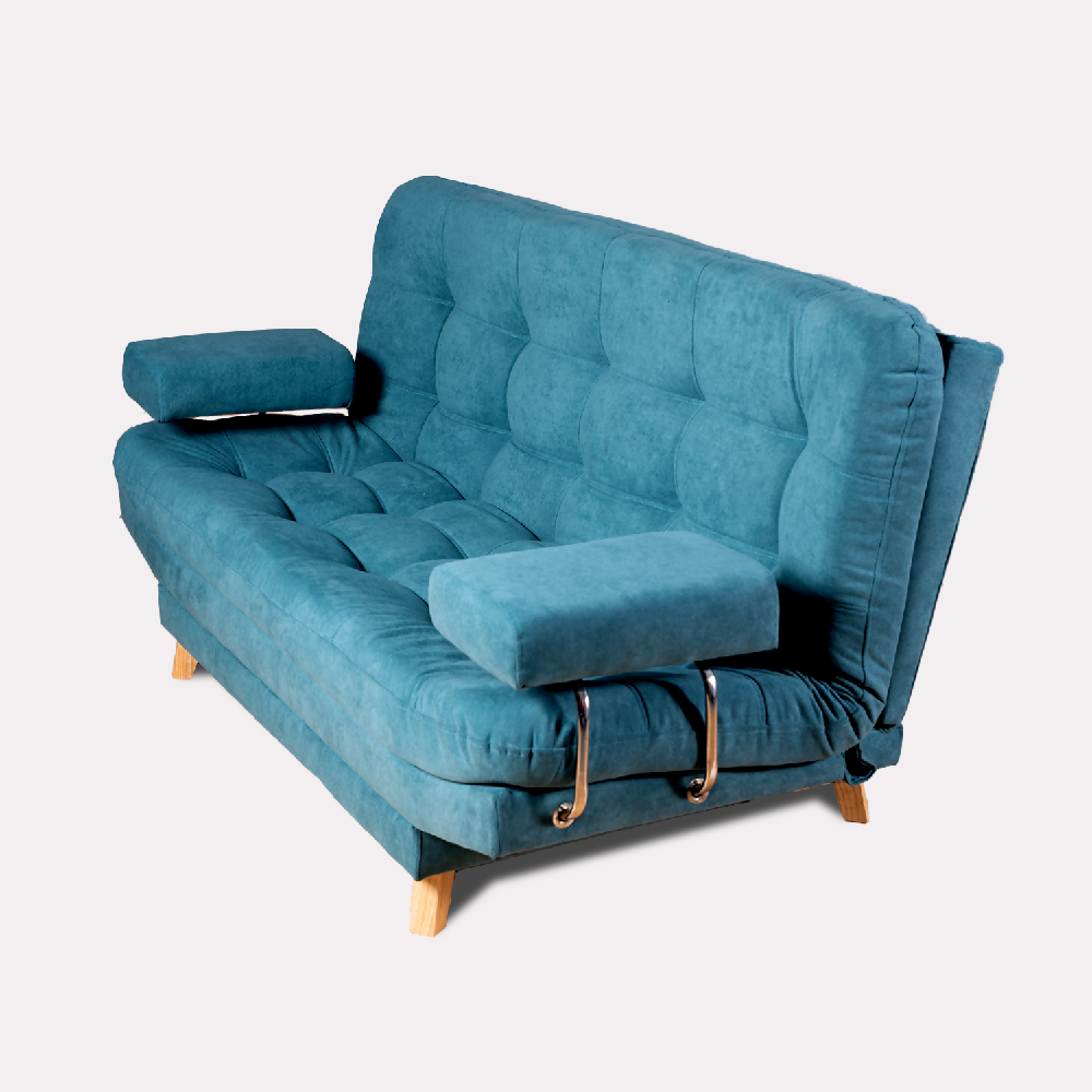 Sofá Cama Valencia Azul Acqua + Puff
