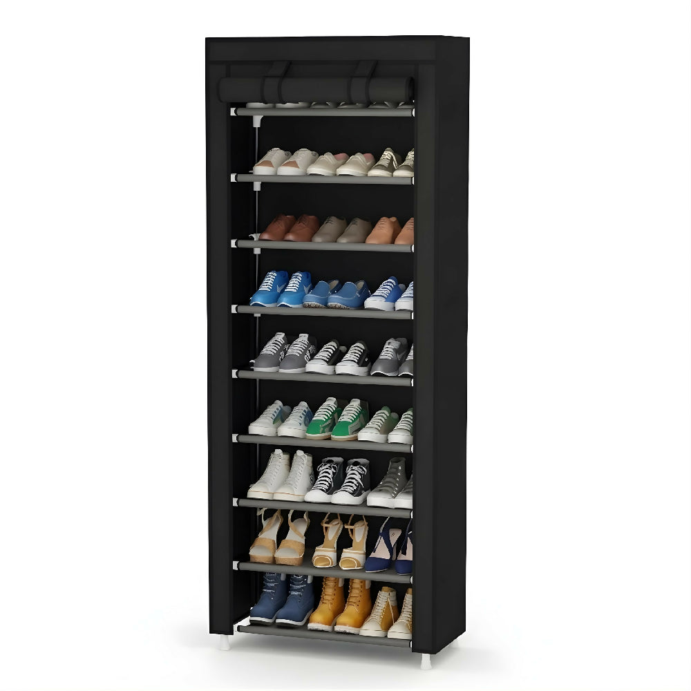 Zapatero Organizador De 9 Niveles Gran Capacidad Para 27 Pares Estante De Calzado Vertical Negro