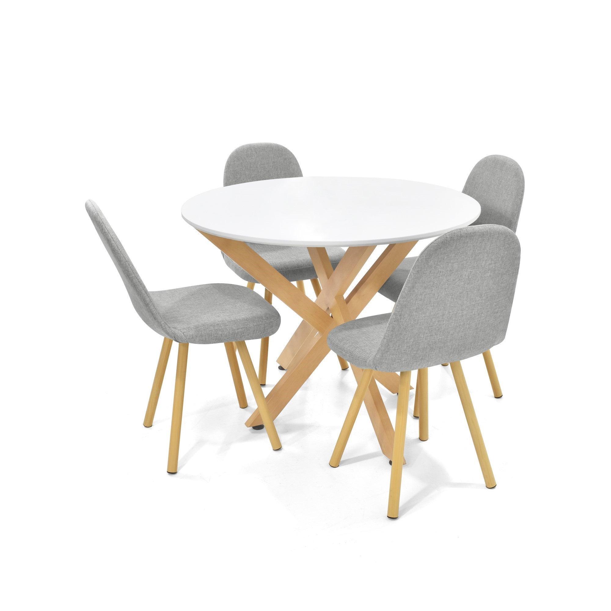 Comedor 4 Puestos Luxor Sillas Matiz Plata