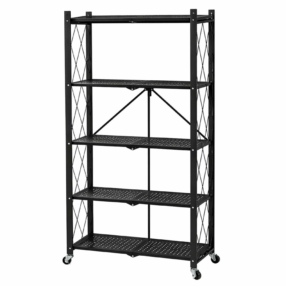 Organizador Plegable Metálico Con Ruedas Estantería Multiusos De 4 Niveles Para Hogar, Bodega Y Garaje