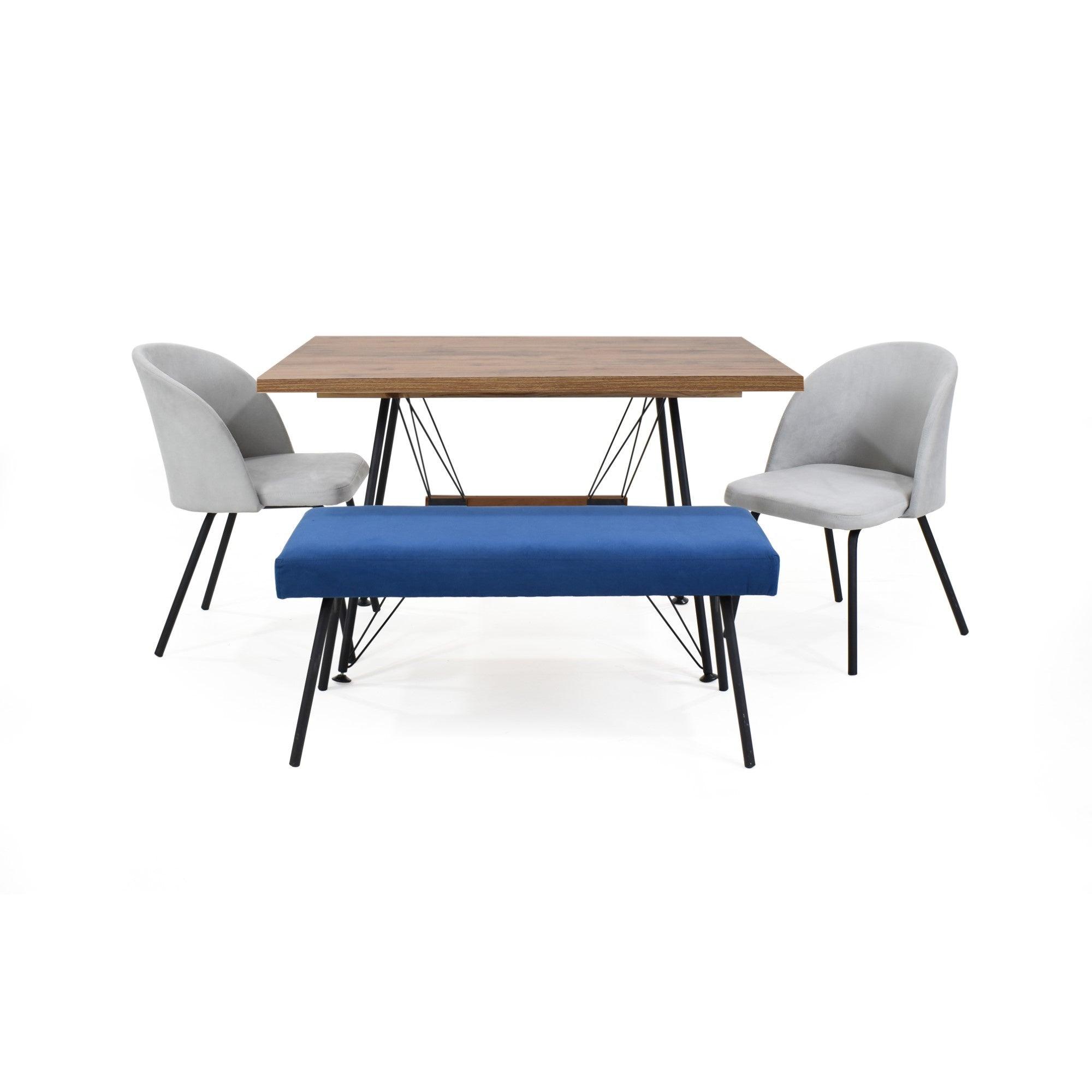 Comedor 4 Puestos Falcon Osaka Plata con Butaco Azul