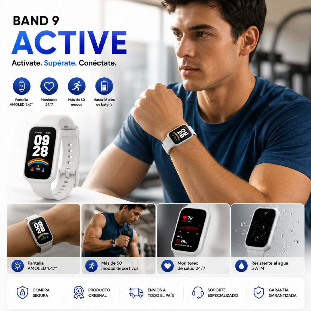 Pulsera De Actividad Xiaomi Smart Band 9 Active Resistente Agua Blanco