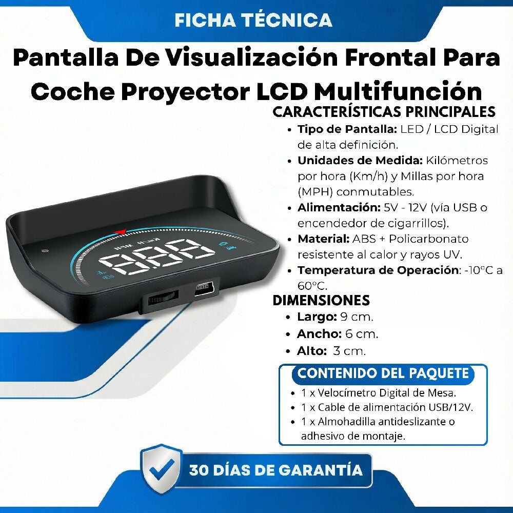 Pantalla De Visualización Frontal Para Coche Proyector LCD Multifunción