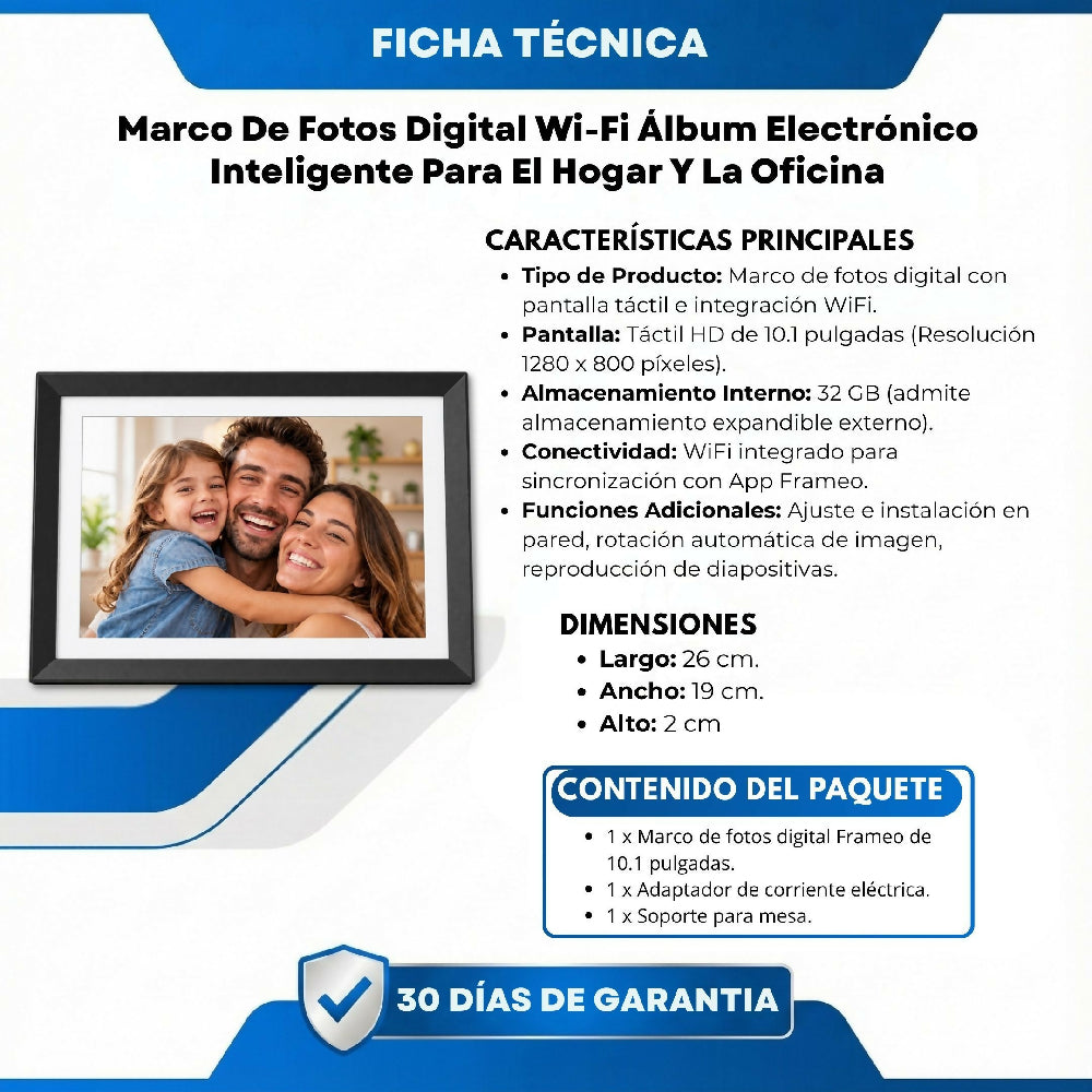 Marco De Fotos Digital Wi-Fi Álbum Electrónico Inteligente Para El Hogar Y La Oficina