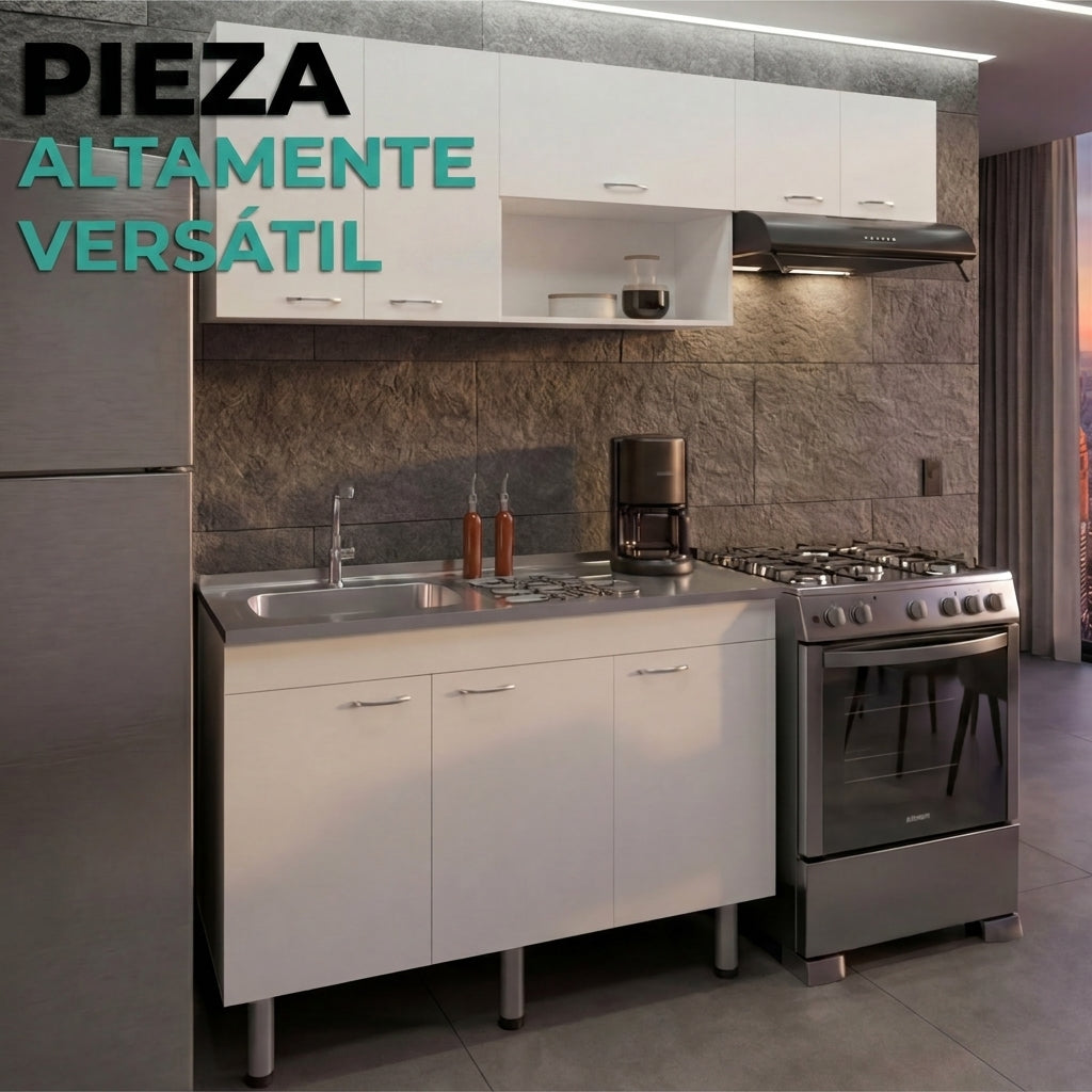 Cocina Integral Oceana, Kronos Blanco, Incluye Meson 118 cm ZF