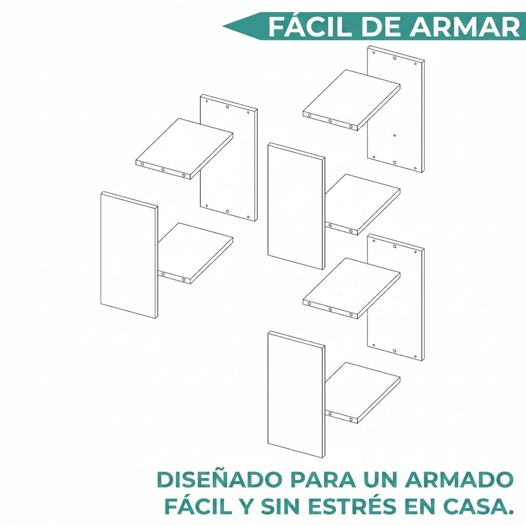 Repisa Pared Seyner, Wengue, Tres Cubos con Espacio para Colocar Objetos Decorativos ZF