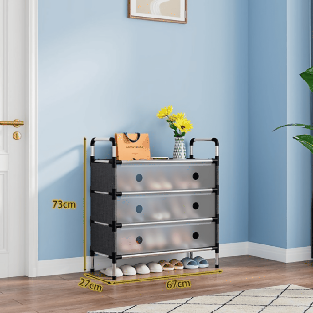 Zapatero Organizador De Lujo 3 Niveles Con Puertas Transparentes Mueble Elegante Para Calzado Con Diseño Moderno