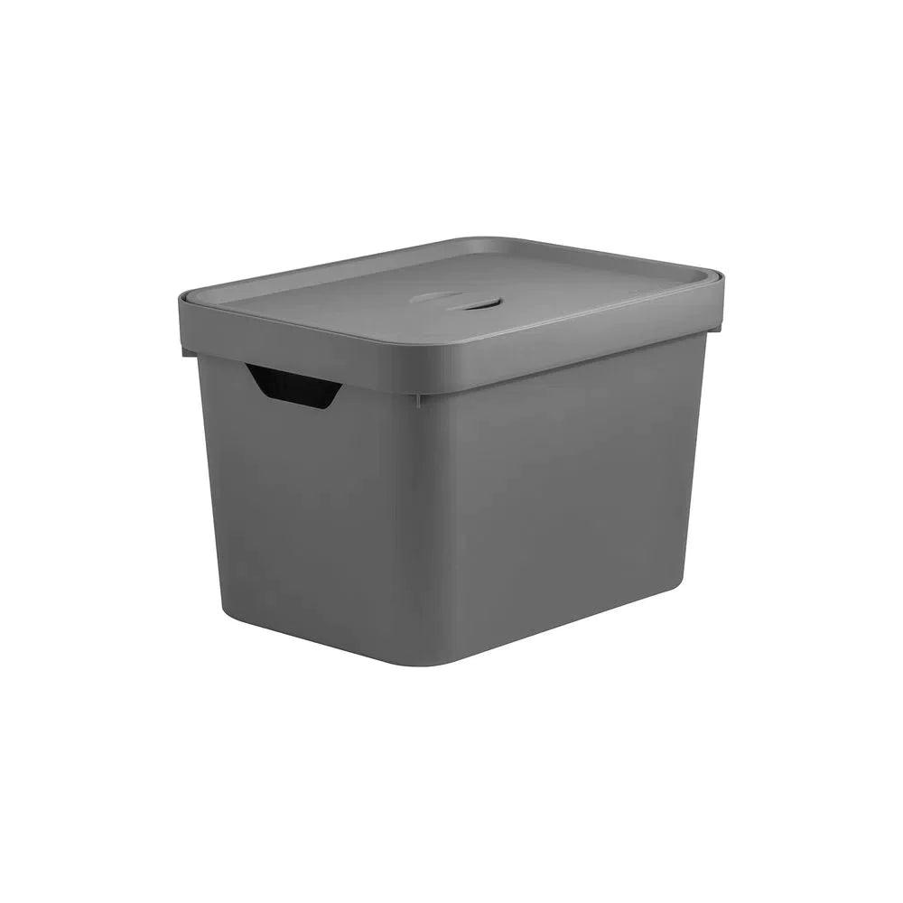 Caja organizadora con tapa cube color plomo