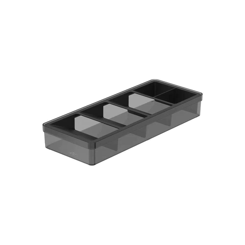 Organizador de cubiertos clear color humo y negro