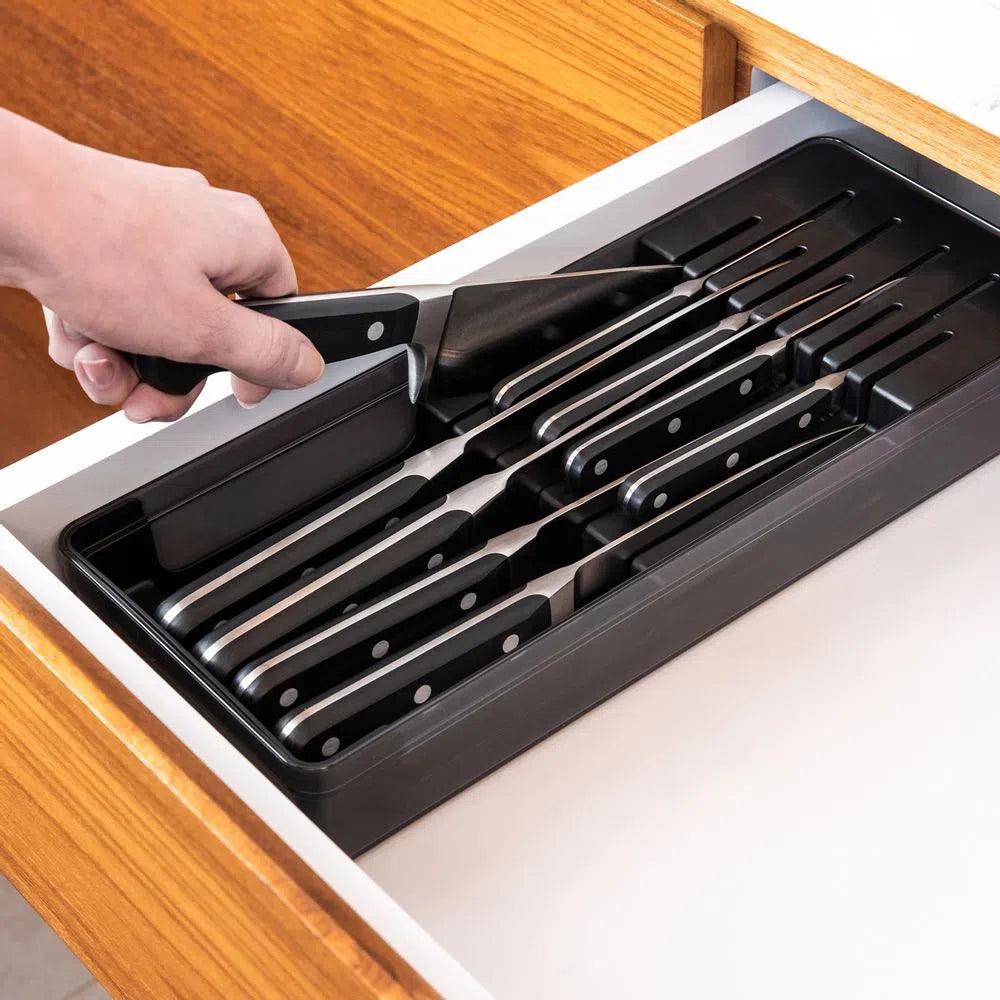 Organizador de cuchillos clear color humo y negro