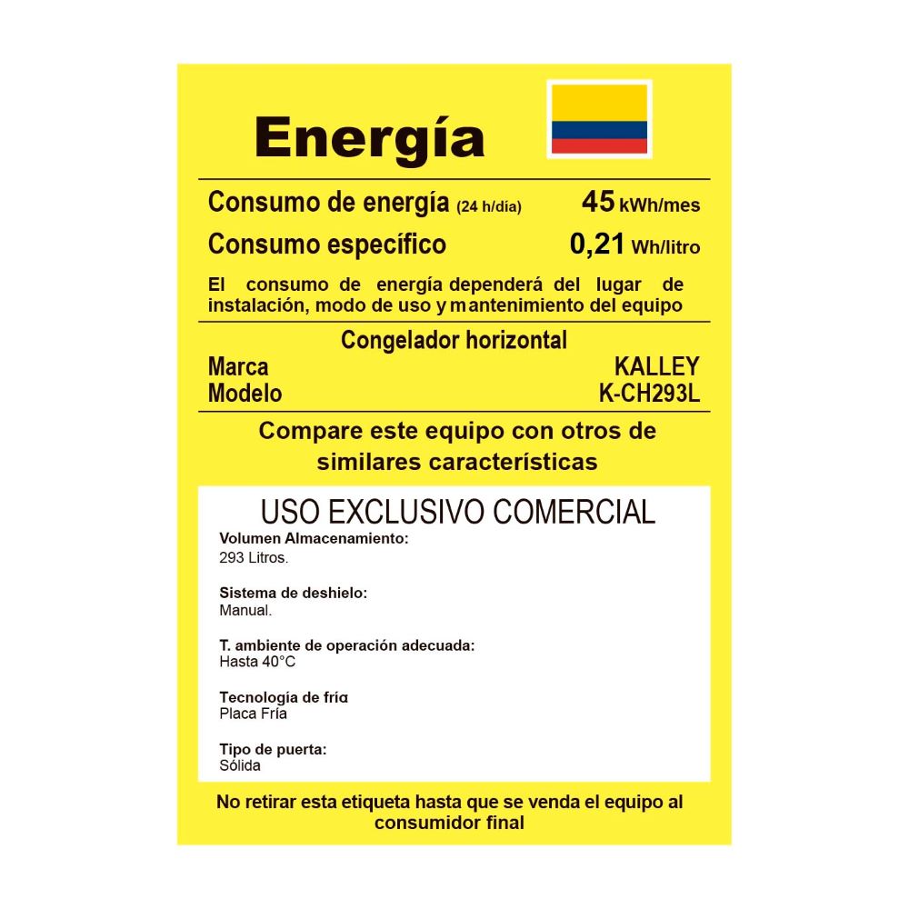 Congelador Horizontal Kalley Dual 293 Litros K-Ch293L, Color Blanco