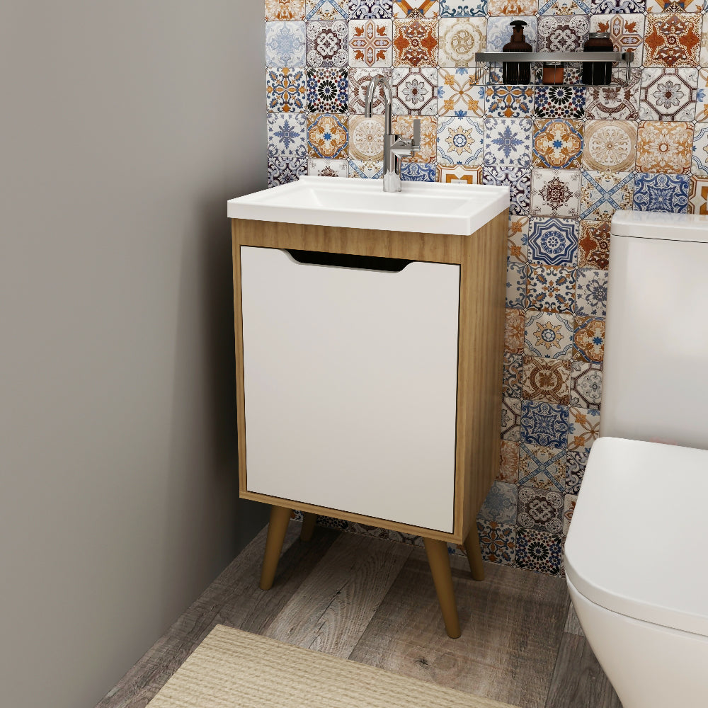 Mueble de baño con lavamanos Nexo - Almendra/Blanco
