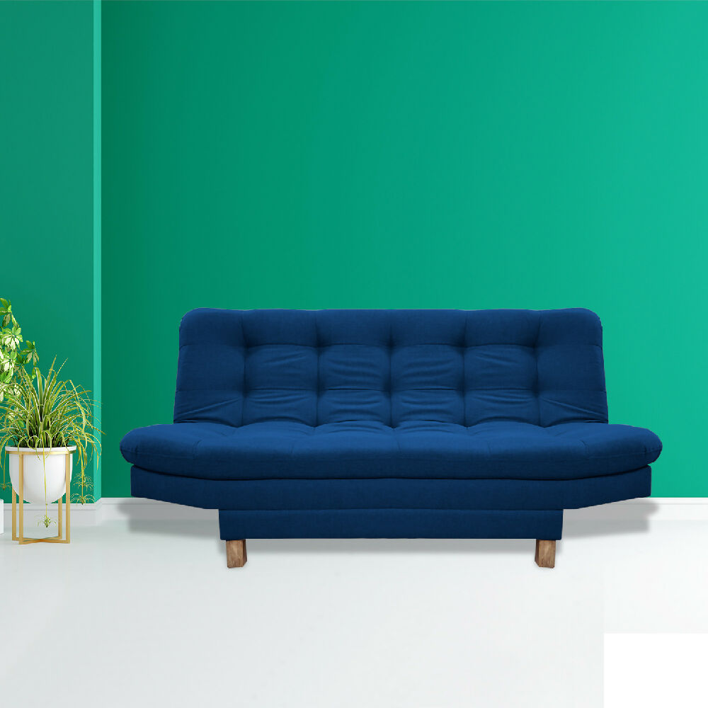 Sofacama Widmer 3 Posiciones Azul Petróleo + Cojines Decorativos