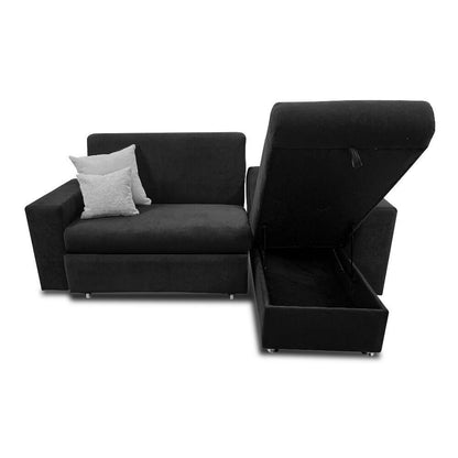 Sala modular baúl negra con cojines