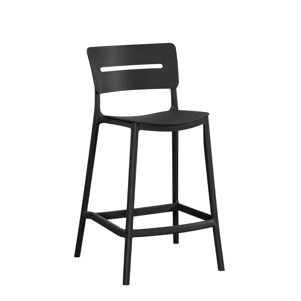 Silla para Bar Manila, Negro, con Espaldar Rectangular y Diseño Moderno