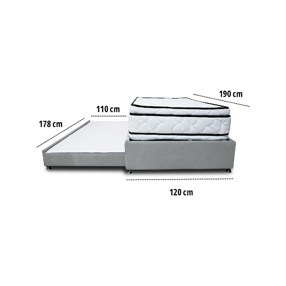 Combo Cama Tarima Nube 120x190 semidoble Gris Claro
