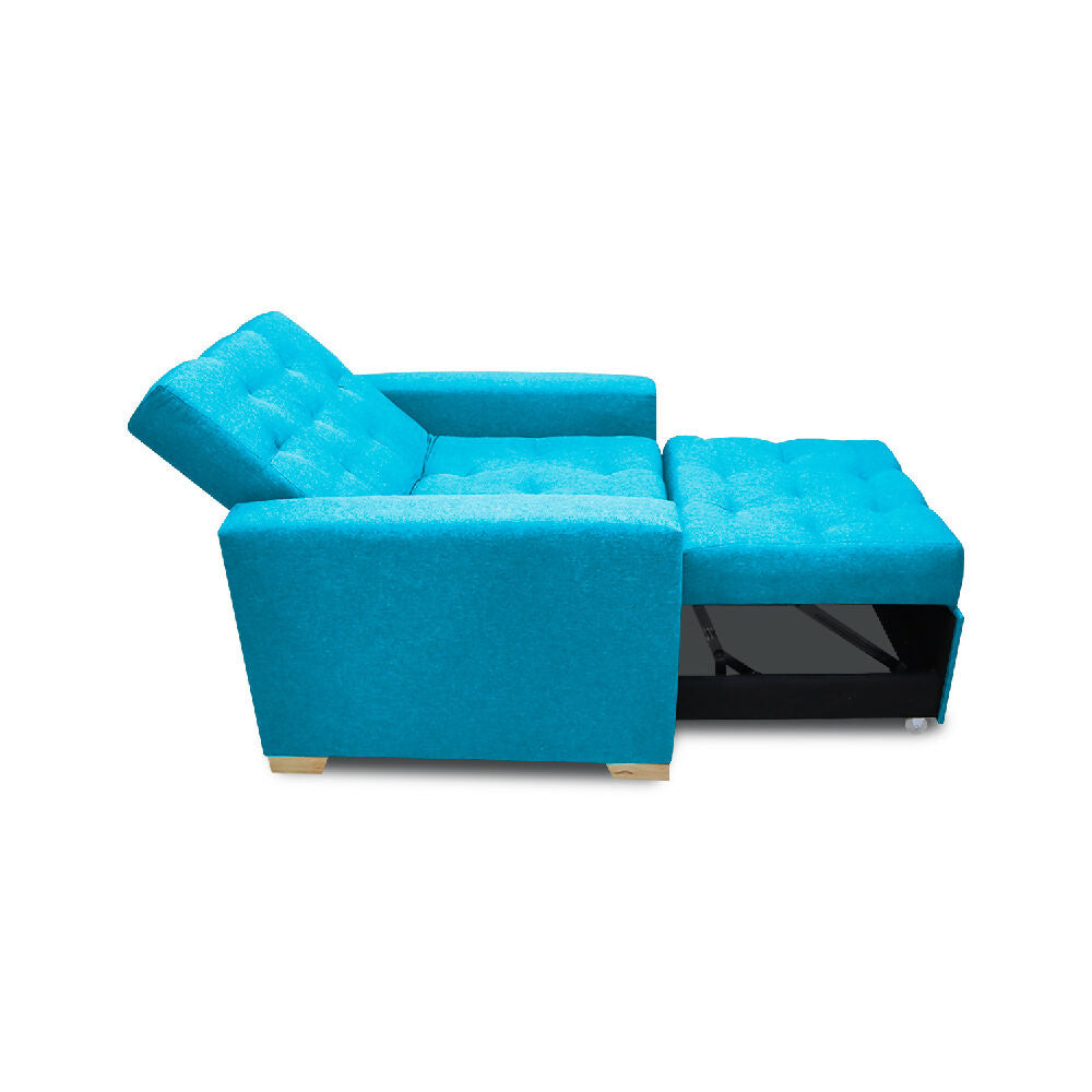 Sofá Cama Unipersonal Sabathy Tela Lino 95X90X94Cm Turqueza