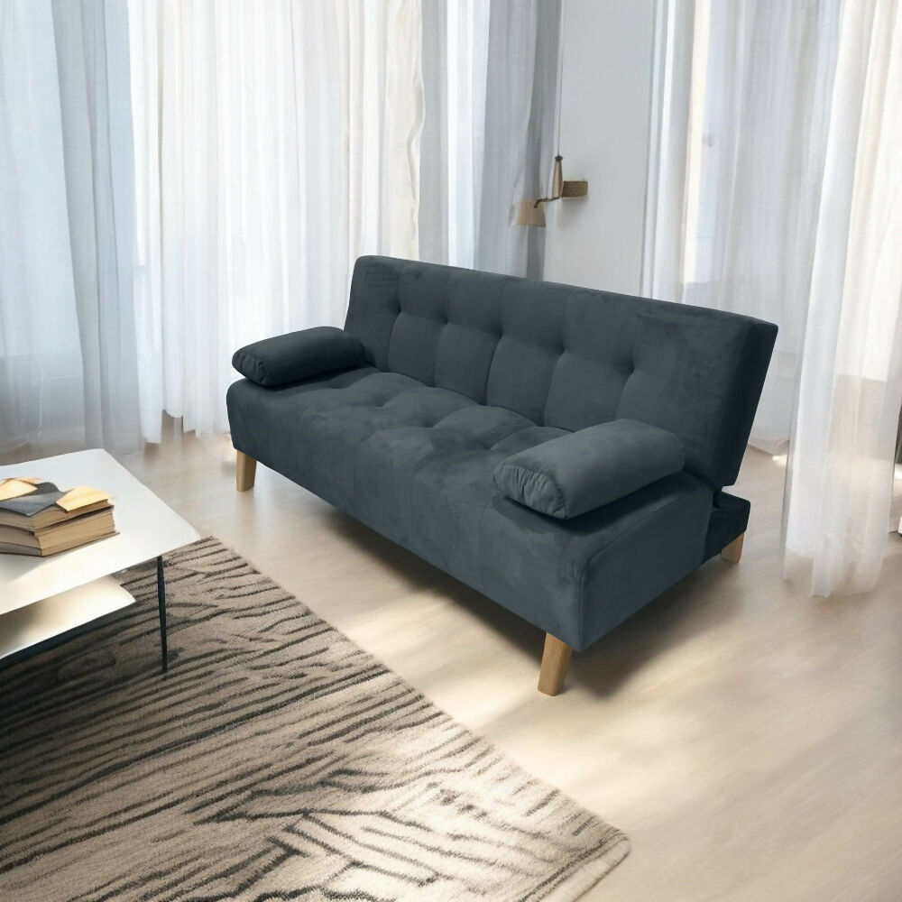 Sofá Cama Glaser 3 Posiciones Tela Gris