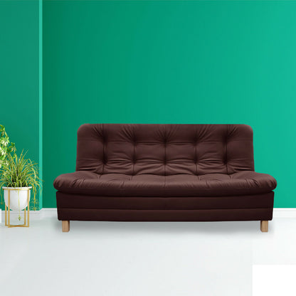 Sofacama Zeink 3 Posiciones Tipo Cuero Marron + Cojines