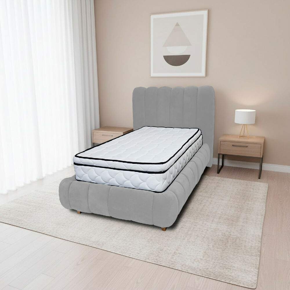 Combo Basecama Praga Modular Gris 200 King mas Espaldar