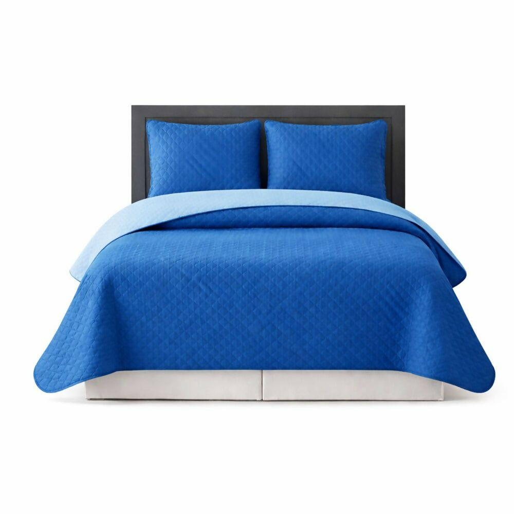 Colcha sencilla doble faz azul celeste