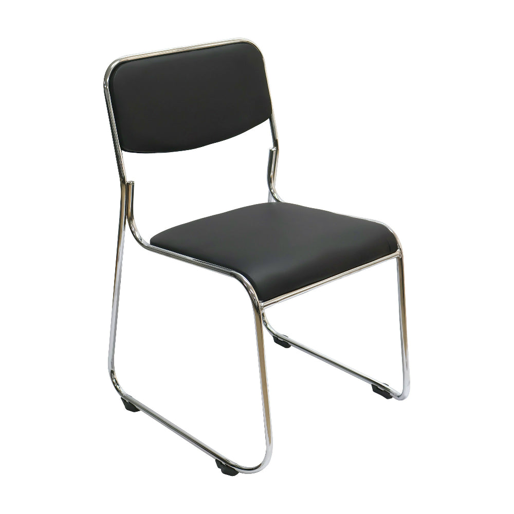 Silla Interlocutora Fija de Oficina Dubai Negra Cromada
