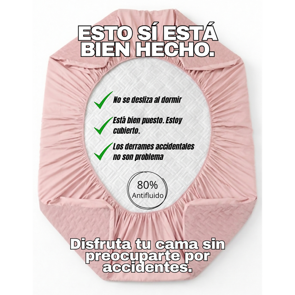 Protector colchon sencillo antifluido rosado 100x190cm
