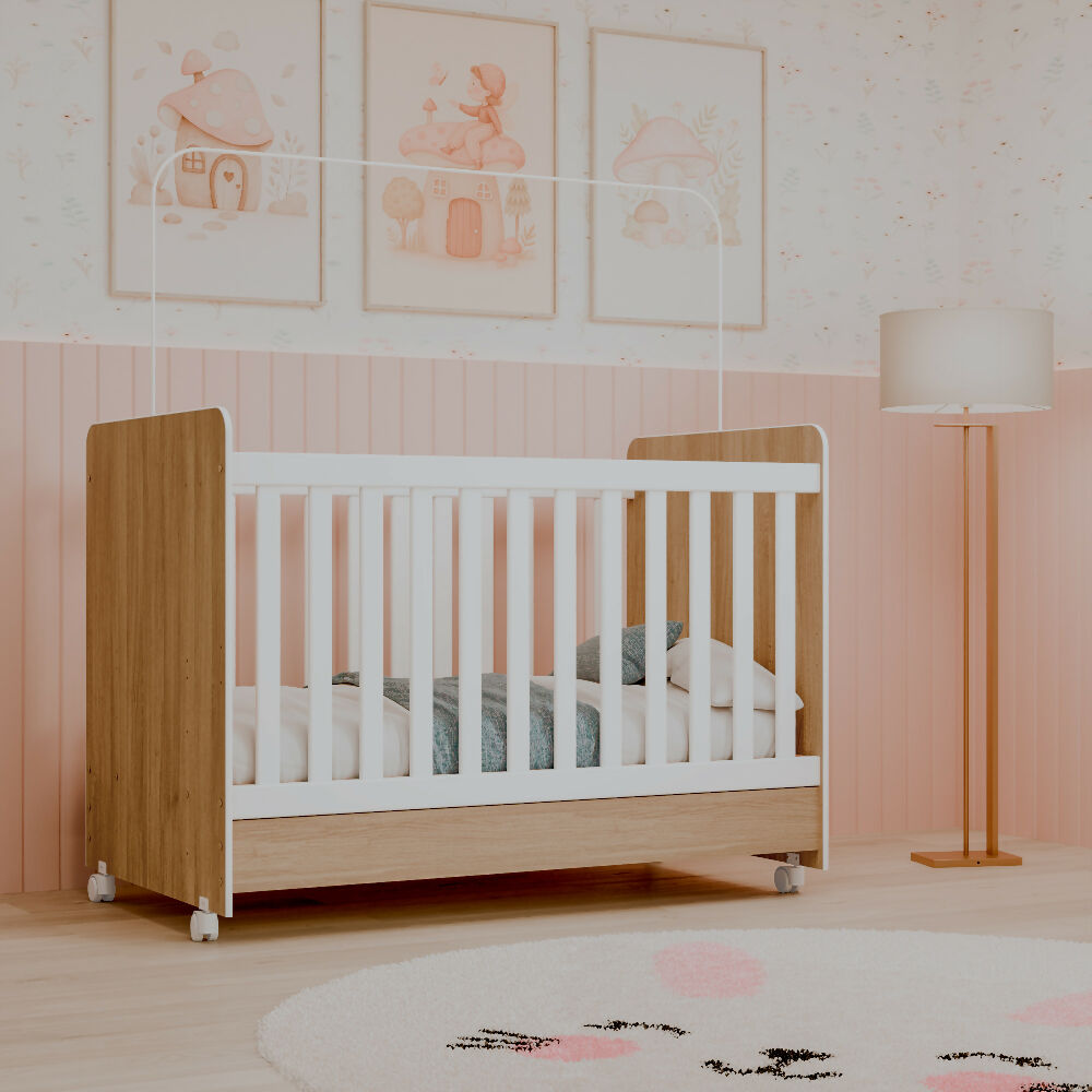 Cuna Bunny 3 en 1 Con Ruedas y Colchon Castaño