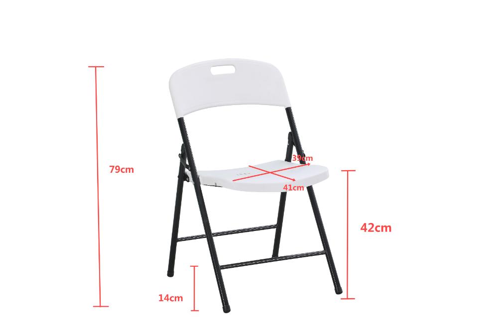 Silla Plegable Dako, Blanco, espaldar y asiento en material plastico y patas metálicas X4