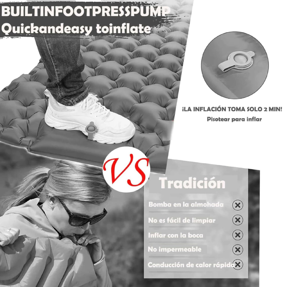Colchón Autoinflable Doble Para Acampar Con Bomba Eléctrica