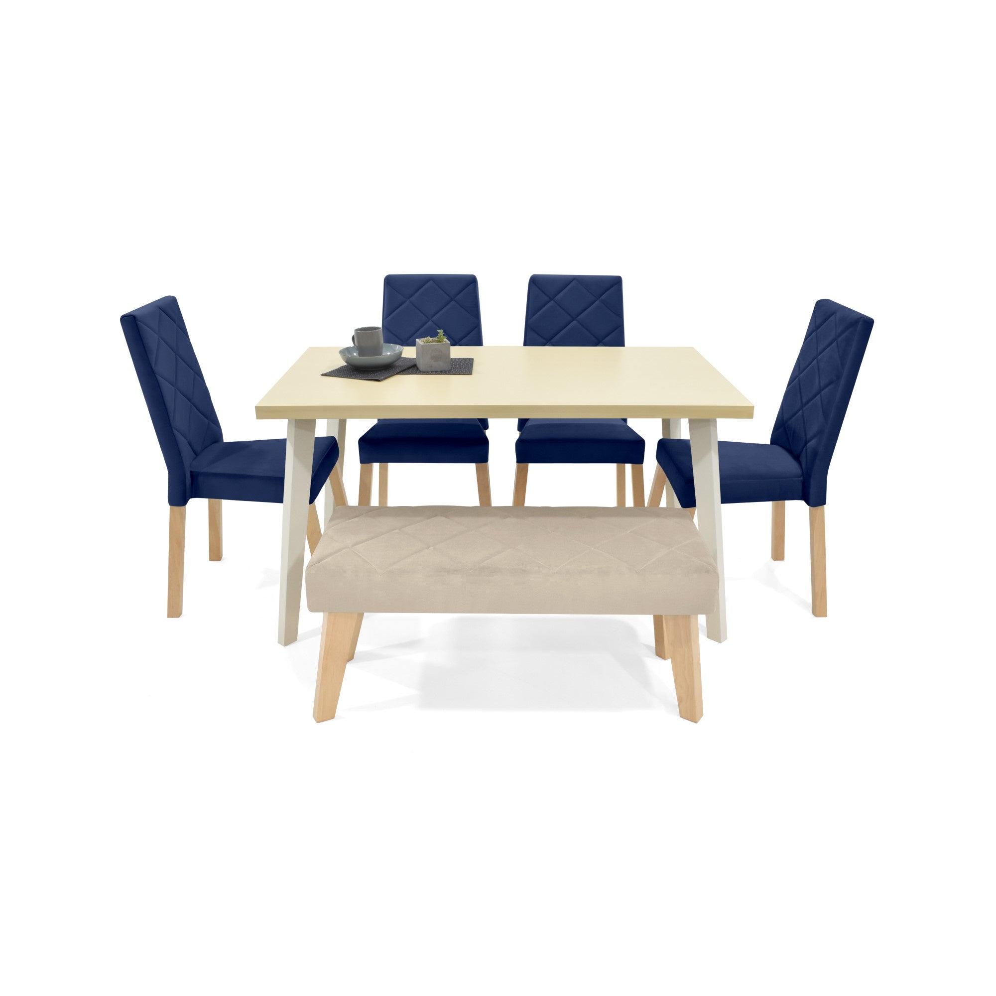 Comedor 6 Puestos Liverpool con Butaco Azul Taupe