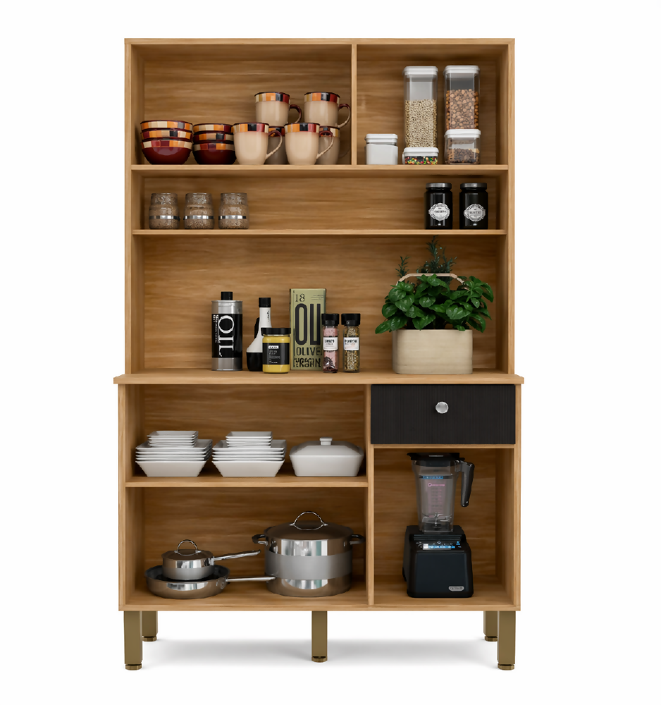 Mueble Cocina Alacena Grande Con Cajon Y Repisas castaño/negro