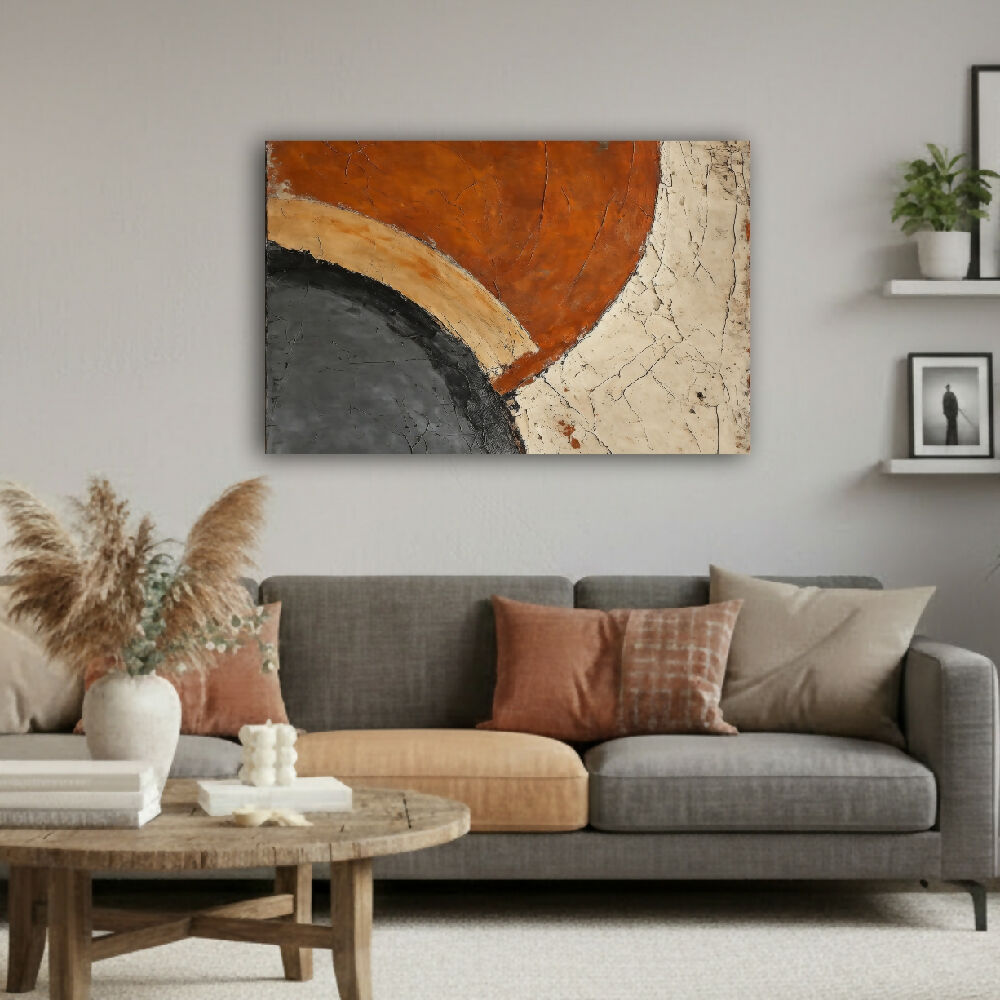 Lienzo Canvas Cuadro Vintage Ocre y Carbón 93x60cm