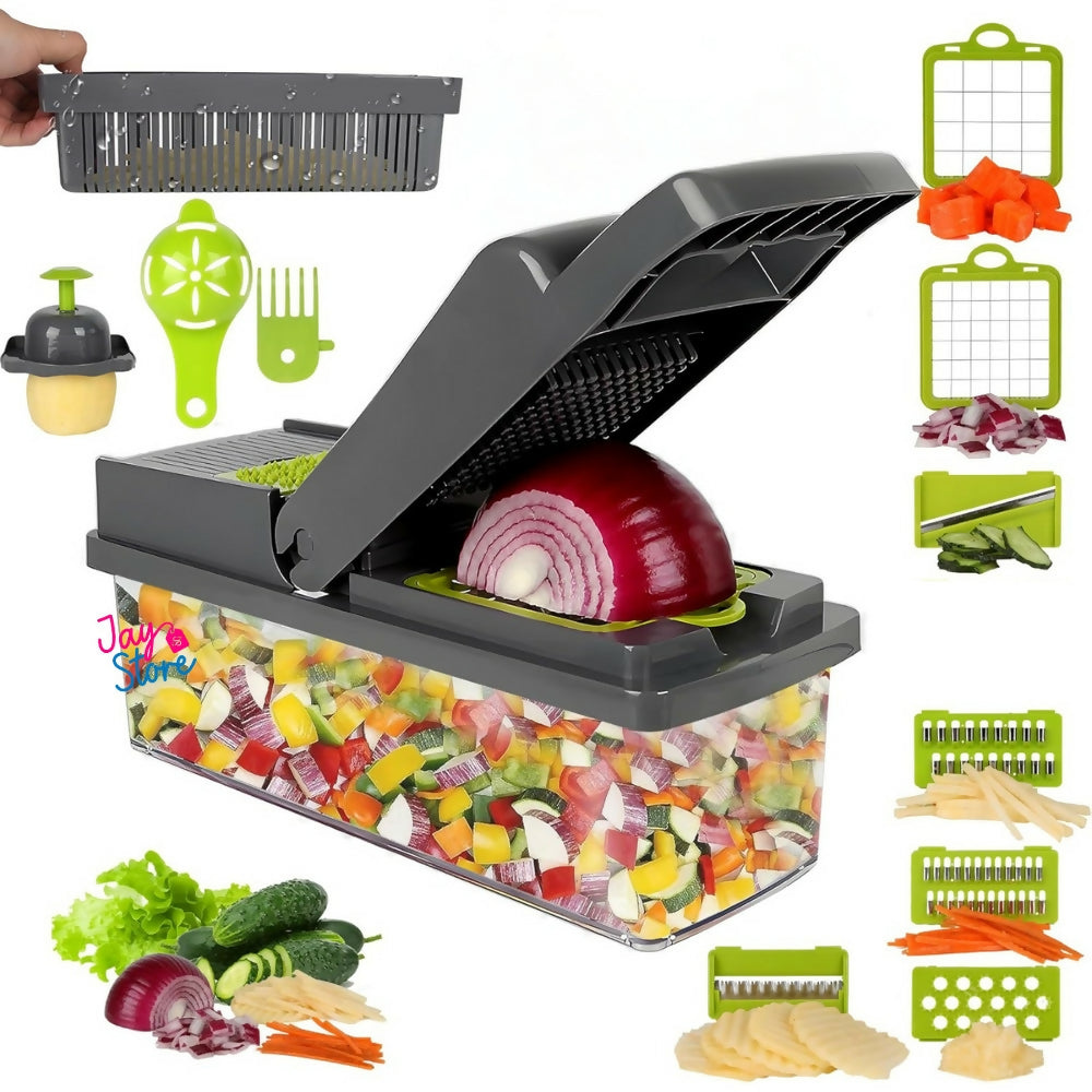 Cortador Picador Rallador Mandolina Verduras Ayudante 12 En 1