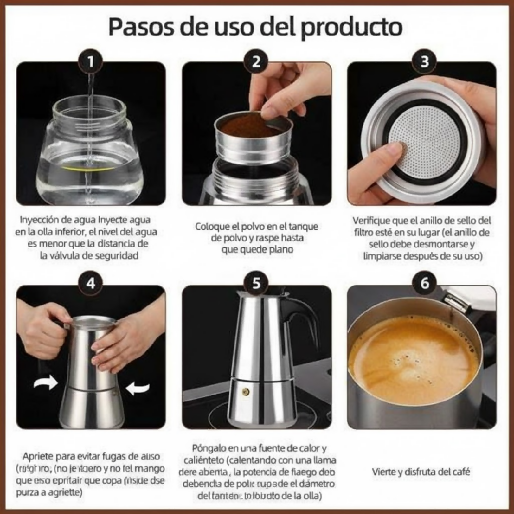 Cafetera Prensa Italiana Acero Inoxidable SL006 Cafetera Manual Para Café Aromático Y Sabor Perfecto