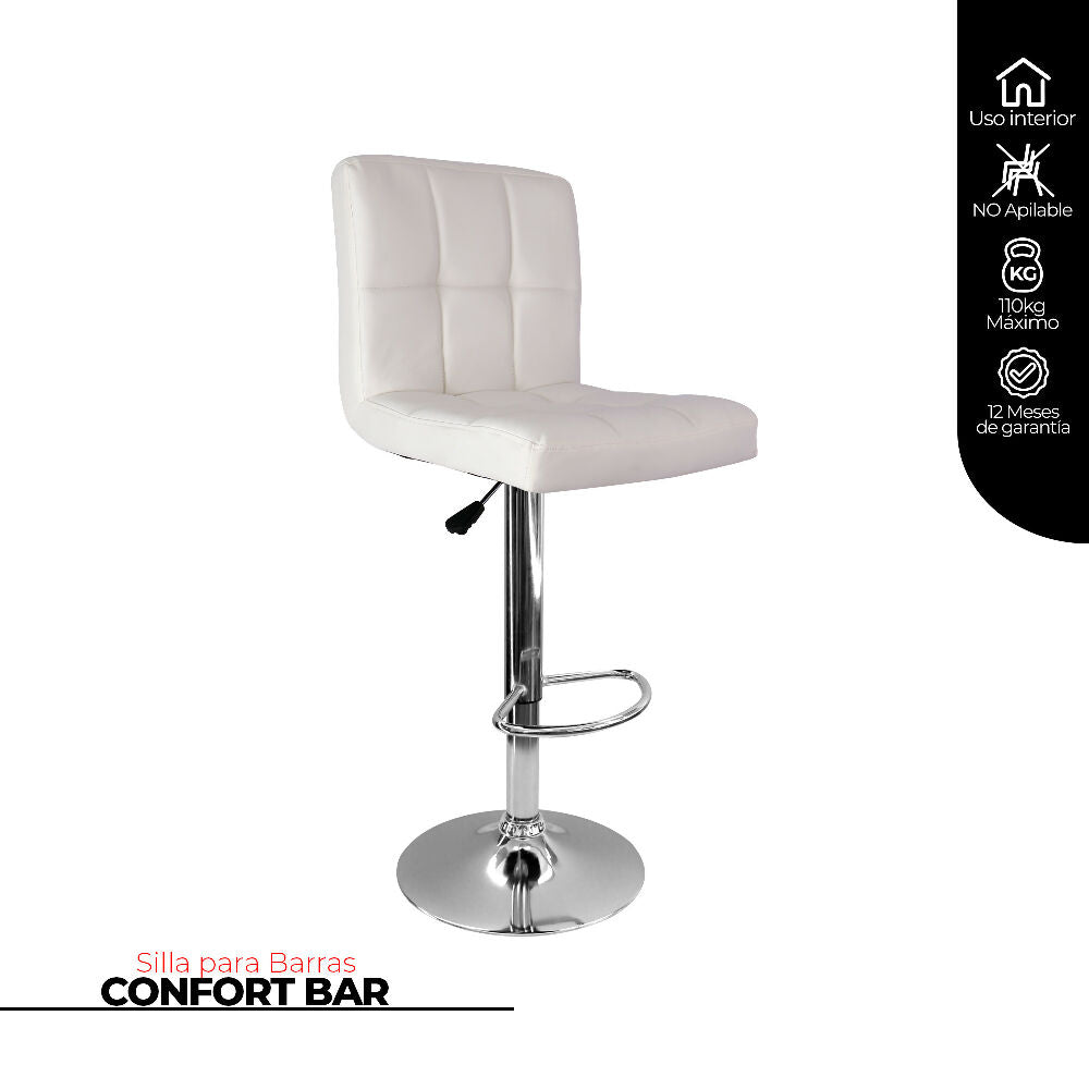 kit por 2 Silla Acolchada Tipo Bar - Blanca