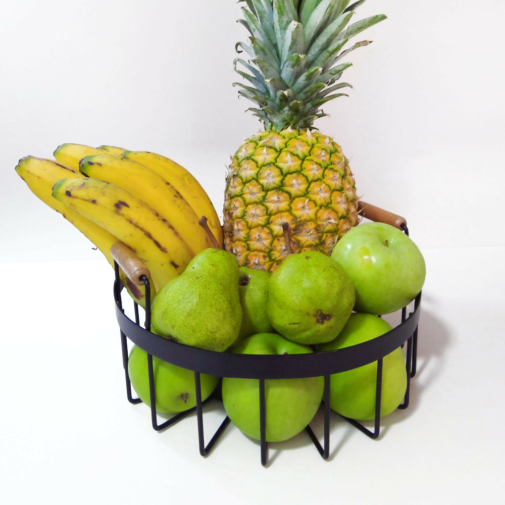 Frutero Terum Rejiplas Negro en Acero con Mangos en Madera
