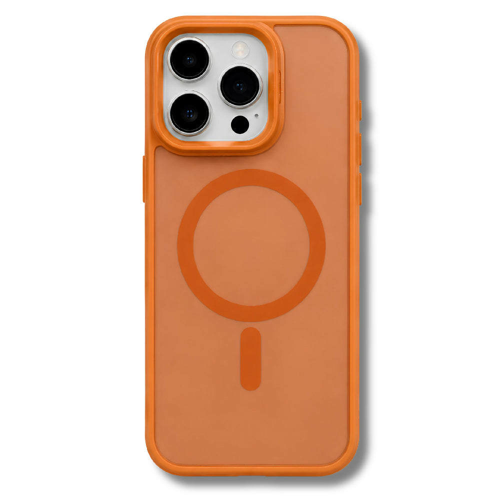 Forro Semi Transparente Para Celular Funda MagSafe Con Textura Suave Iphone 14 Pro Naranja